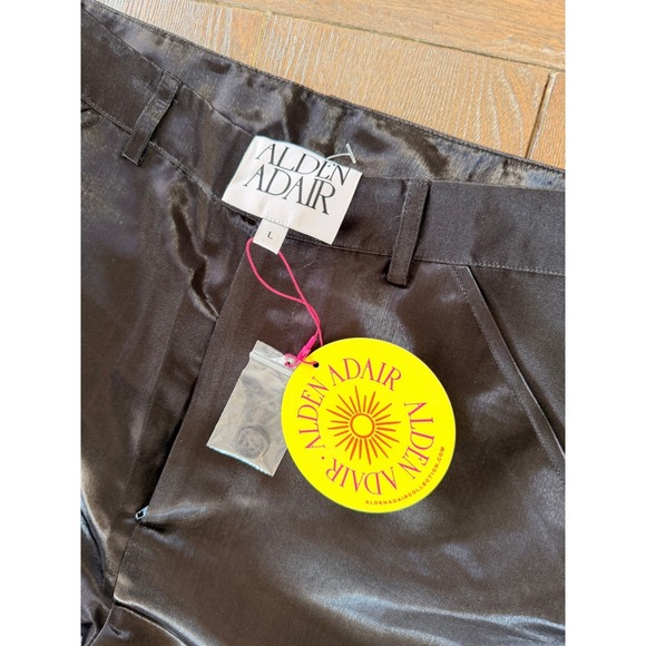 Alden Adair Metallic High Waisted Trousers Womens Large Black NWT - Picture 2 of 6